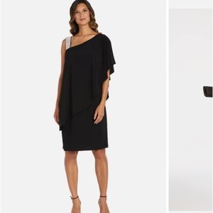 R & M Richards Diamanté Shoulder Strap Asymmetric Dress, Size 12